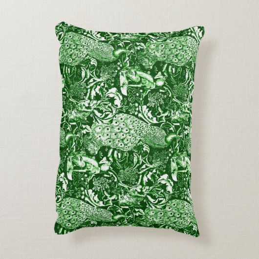 アールヌーボーピーコックプリントフォレストグリーン アクセントクッション (裏面(縦))