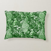 アールヌーボーピーコックプリントフォレストグリーン アクセントクッション (裏面)