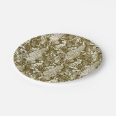 アールヌーボーピーコックプリントブラウンアンドクリーム ペーパープレート (アングル)