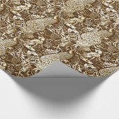 アールヌーボーピーコックプリントブラウンアンドクリーム ラッピングペーパー (角)