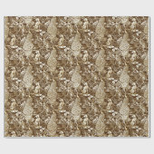 アールヌーボーピーコックプリントブラウンアンドクリーム ラッピングペーパー (フラット)