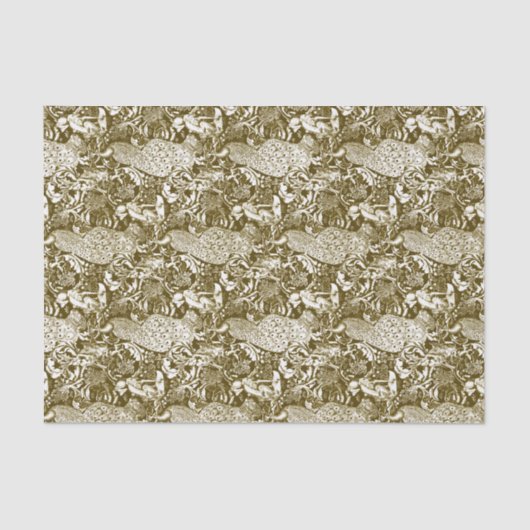 アールヌーボーピーコックプリントブラウンアンドクリーム 薄葉紙 (正面)