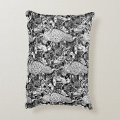 アールヌーボーピーコックプリント白黒 アクセントクッション (裏面(縦))