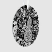 アールヌーボーピーコックプリント白黒 オーナメント (正面)