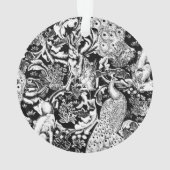 アールヌーボーピーコックプリント白黒 オーナメント (裏面)