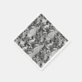 アールヌーボーピーコックプリント白黒 スタンダードカクテルナプキン (角)