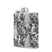 アールヌーボーピーコックプリント白黒 フラスク (左)