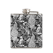 アールヌーボーピーコックプリント白黒 フラスク (裏面)