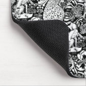 アールヌーボーピーコックプリント白黒 マウスパッド (コーナー)