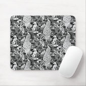 アールヌーボーピーコックプリント白黒 マウスパッド (マウス)
