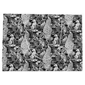 アールヌーボーピーコックプリント白黒 ラージペーパーバッグ (裏面)