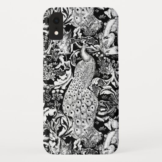 アールヌーボーピーコックプリント白黒 Case-Mate iPhoneケース (裏面)