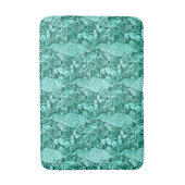 アールヌーボーピーコックプリント、ターコイズアンドアクア バスマット (正面縦)