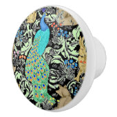 アールヌーボーピーコックプリント、ターコイズ&ニュートラル セラミックノブ (右)