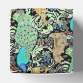 アールヌーボーピーコックプリント、ターコイズ&ニュートラル フェイバーボックス (上部)