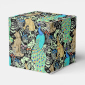 アールヌーボーピーコックプリント、ターコイズ&ニュートラル フェイバーボックス (裏面サイド)