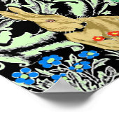 アールヌーボーピーコックプリント、ターコイズ&ニュートラル ポスター (角)