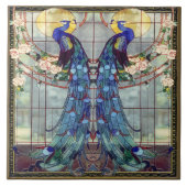 アールヌーボーピーコックローヴバードバラつる植物スイング タイル (正面)
