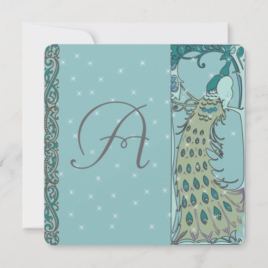 アールヌーボーピーコック招待状 招待状 (裏面)