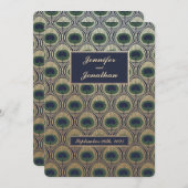 アールヌーボーピーコック結婚式招待状ゴールドフォイル 招待状 (正面/裏面)