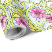 アールヌーボーファンキー水彩花模様 ラッピングペーパー (ロールコーナー)