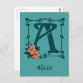 アールヌーボーファンシー文字A ポストカード (正面/裏面)