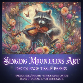 アールヌーボーファンタジーフォレストラクーンデコップページ 薄葉紙