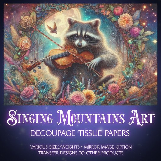 アールヌーボーファンタジーフォレストラクーンデコップページ 薄葉紙