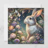 アールヌーボーファンタジーフラワーガーデンラビットイースター シーズンカード (正面)