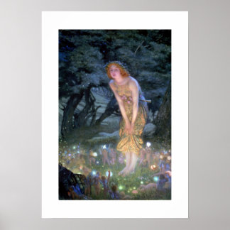 アールヌーボーファンタジープリント20 x 20 ポスター