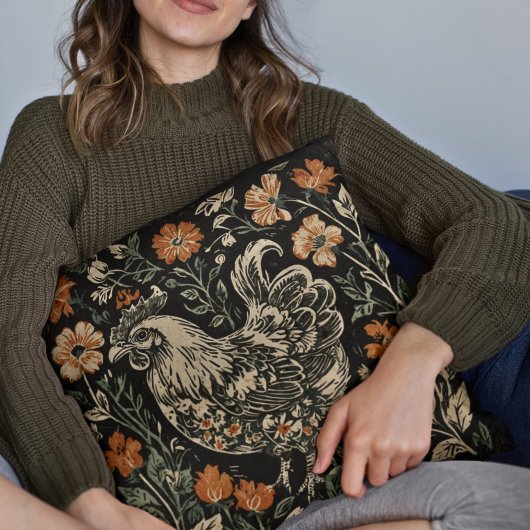 アールヌーボーファームハウス素朴チキンフローラアクセント クッション