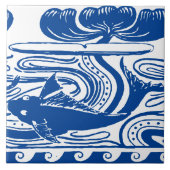 アールヌーボーフィッシュ&リリーフリーズパターン タイル (正面)