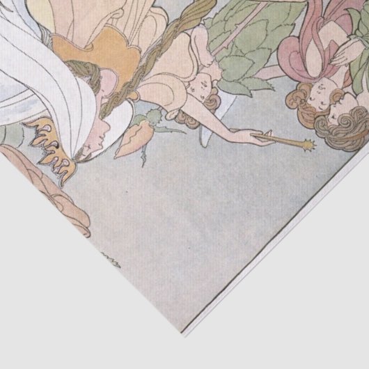 アールヌーボーフェアリー女王の母の子どものデコパージュ 薄葉紙 (詳細)