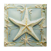 アールヌーボーフェイクレリーフ、 浮き彫りスターフィッシュシースタービーチ タイル (正面)