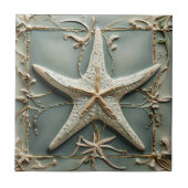 アールヌーボーフェイクレリーフ、 浮き彫りスターフィッシュシースターマリン タイル (正面)