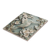 アールヌーボーフェイクレリーフ、 浮き彫りハミングバードミント タイル (側面)