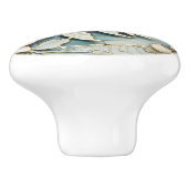 アールヌーボーフェイクレリーフ、 浮き彫り海魚右向き セラミックノブ (側面)