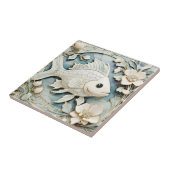 アールヌーボーフェイクレリーフ、 浮き彫り海魚右向き タイル (側面)