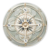 アールヌーボーフェイクレリーフ、 浮き彫り航海のコンパスバラ セラミックノブ (正面)