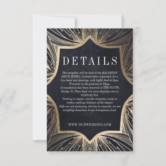 アールヌーボーフェイク金ゴールド詳細カード 出欠カード (正面)