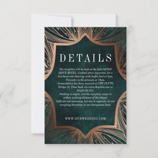 アールヌーボーフェイク銅詳細挿入カード 出欠カード (正面)