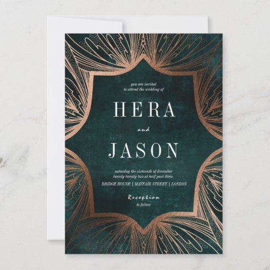 アールヌーボーフェイク青銅と暗緑色の招待 招待状 (正面)