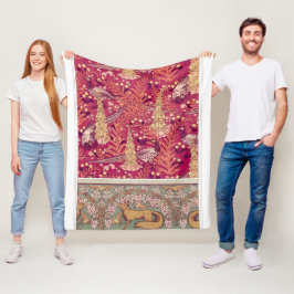 アールヌーボーフォックスフォスグラブヴェルヌイユフリース フリースブランケット