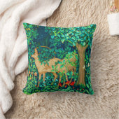 アールヌーボーフォレストディアタペストリープリント クッション (ブランケット)