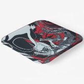 アールヌーボーフォーンレッドブルゴーニュ白黒 ペーパープレート (傾斜あり)