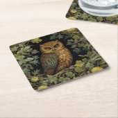 アールヌーボーフクロウ スクエアペーパーコースター (アングル)