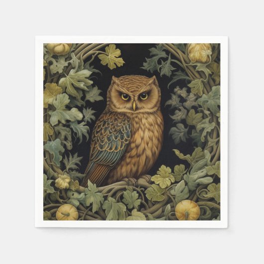 アールヌーボーフクロウ スタンダードカクテルナプキン (正面)