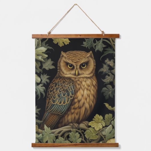 アールヌーボーフクロウ 吊り下げ型タペストリー (正面)