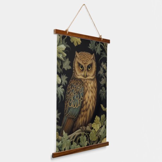アールヌーボーフクロウ 吊り下げ型タペストリー (傾斜あり)