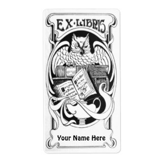 アールヌーボーフクロウEx Libris蔵書票シール ラベル